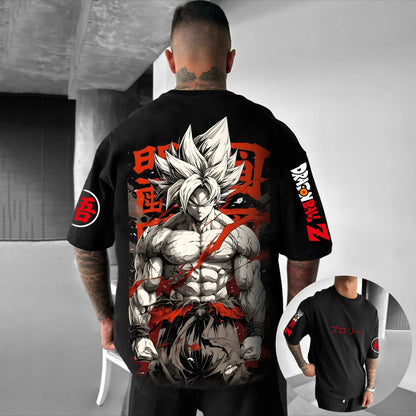 Dragon Ball GOKU Peripheral Printed T-shirt Bandai Loose Men's and Women's Summer Sweating Breathable Sports Short Sleeve