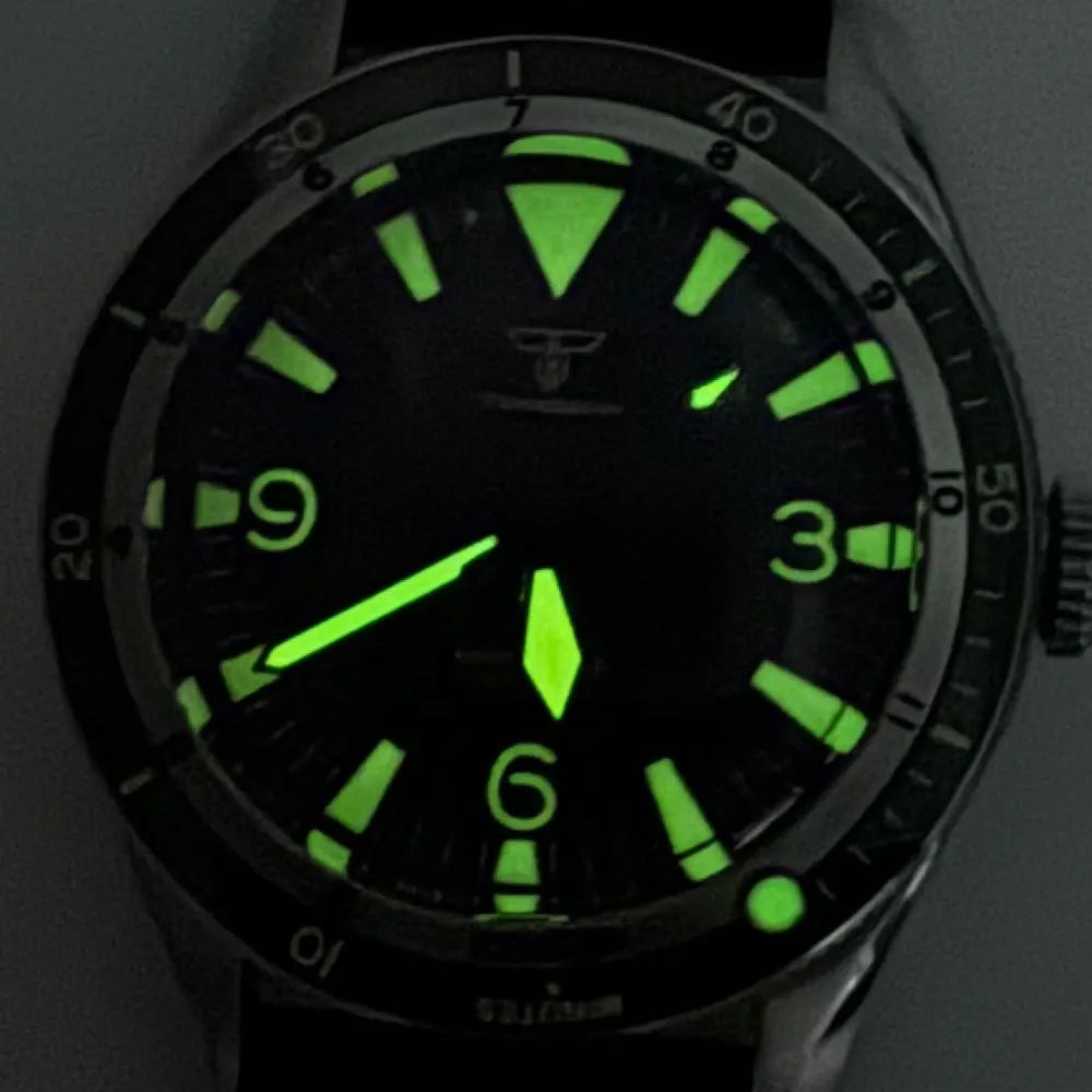 Tandorio NH35A PT5000 Mechanical Men's Watch 20BAR Waterproof Sapphire Luminous Red Black Dial Stainless Steel Bracelet New Clock