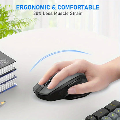 E-YOOSO 2.4G Wireless Ergonomic Mouse with Built-in USB Receiver, 5-Level 4800 DPI Portable Optical Mouse for PC Laptop Computer