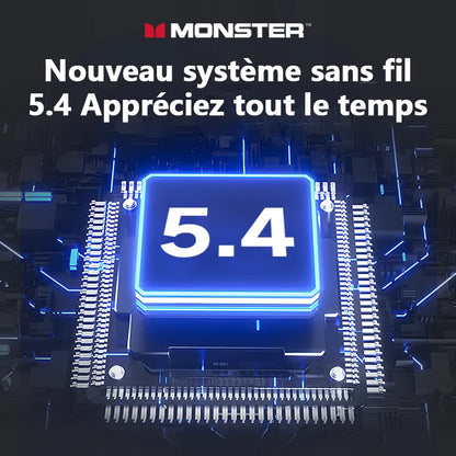 Monster MQT52 Wireless Bluetooth 5.4 Earphones Long Battery Life Gaming Headphones Dual Mode HIFI Stereo Sound Headset With Mic
