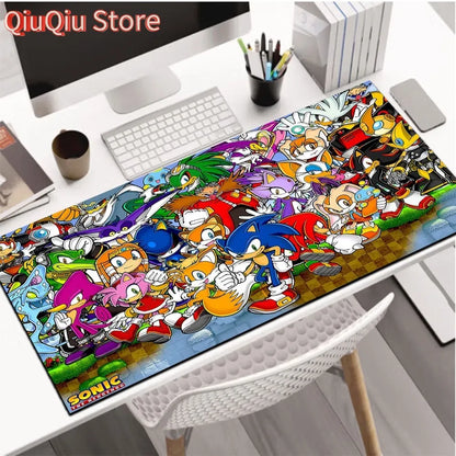 Sonic Desk Mat Smooth Table Mat Large Extended Gaming Mouse Pad Keyboard Pad For Computer