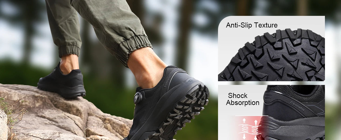 Baasploa Men Hiking Shoes Outdoor Climbing Mesh Breathable Travel Walking Shoes Male Non-Slip Wear Resistant Comfortable Sneakers