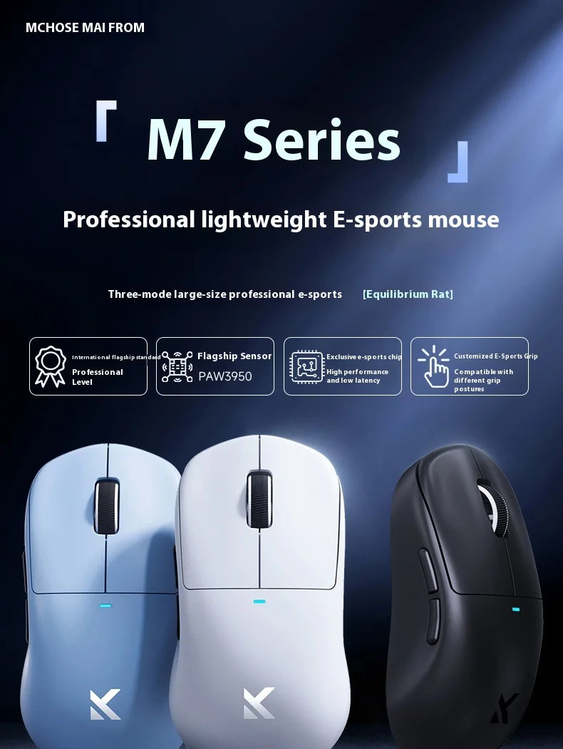 MCHOSE M7 Ultra Ergonomic Gaming Mouse PAW3950 Super Sensor TOPSPEED 8000Hz Polling Rate Lightweight Design Realtek Master Mice