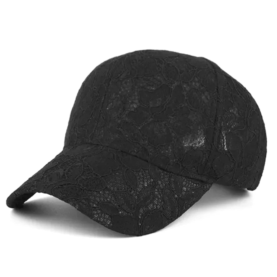 Czapki baseballowe dla kobiet na wiosnę i lato w stylu księżniczki, z koronką, haftem i siateczką w kwiaty, przewiewne czapki damskie typu snapback dla młodych dziewcząt BQ091