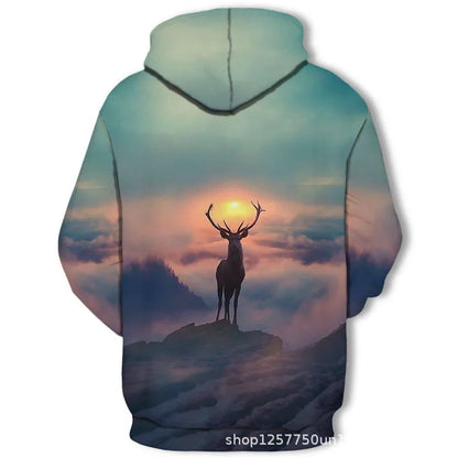 Neuer modischer Hoodie mit 3D-Tierprint für Herren und Damen, personalisiertes Design, Sweatshirt mit Schnee- und Doppelwolf-Motiv, Harajuku Oversized Hoodie