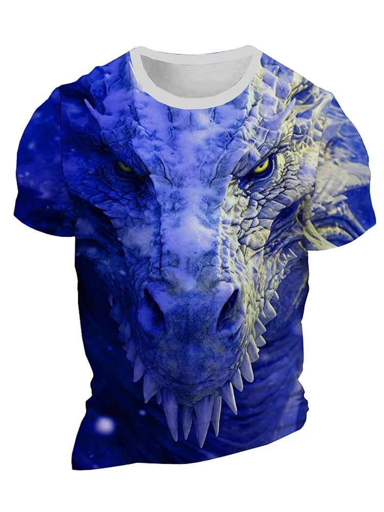 3D-Drachenprint Herren-T-Shirt – Sommerliches Freizeit-Streetwear-Shirt für Herren, Outdoor-Sport, Kurzarm, Urban Fashion