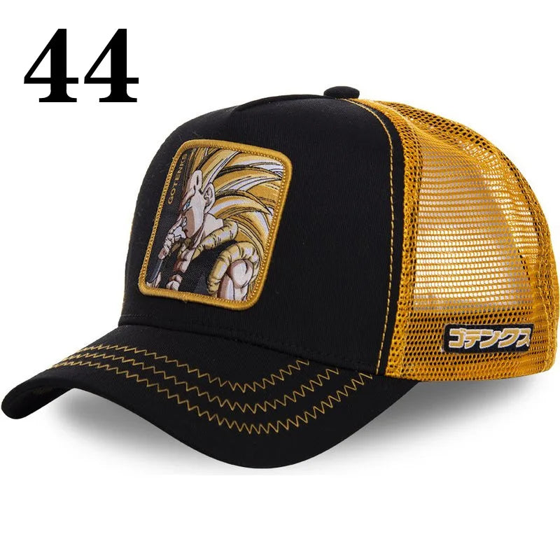 Dragon Ball DRAGONBALL síťovaná čepice, kreslená síťovaná čepice, pánská a dámská baseballová čepice, módní čepice s nášivkou, trucker čepice