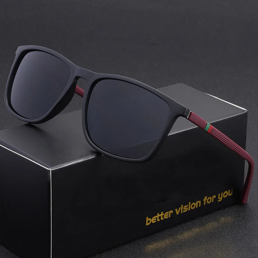 Classic Square Men's Sunglasses Comfortable Lightweight Black Frame Glasses Ideal for Travel Photography Gifts