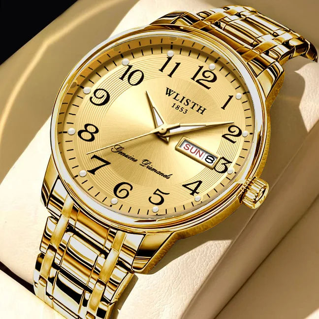 Relógio de luxo para mulher, relógio de quartzo, relógio de pulso digital, à prova de água, com calendário e visor iluminado; estilo moderno e profissional, adequado também para homens.