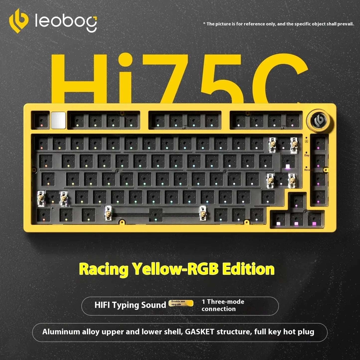 LEOBOG Hi75C Mechanische Tastatur 3Mode/Kabelgebundenes Kit Hot-Swap mit Drehknopf RGB Aluminiumlegierung Gasket Hi75C Tastatur-Kit PC Custom Geschenk