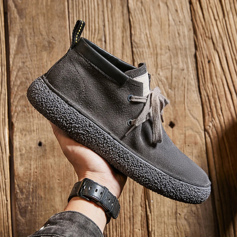 Luxury Brand Men Suede Leather Casual Shoes Genuine Leather Natural Handmade Anti-Skid Design Spring Autumn