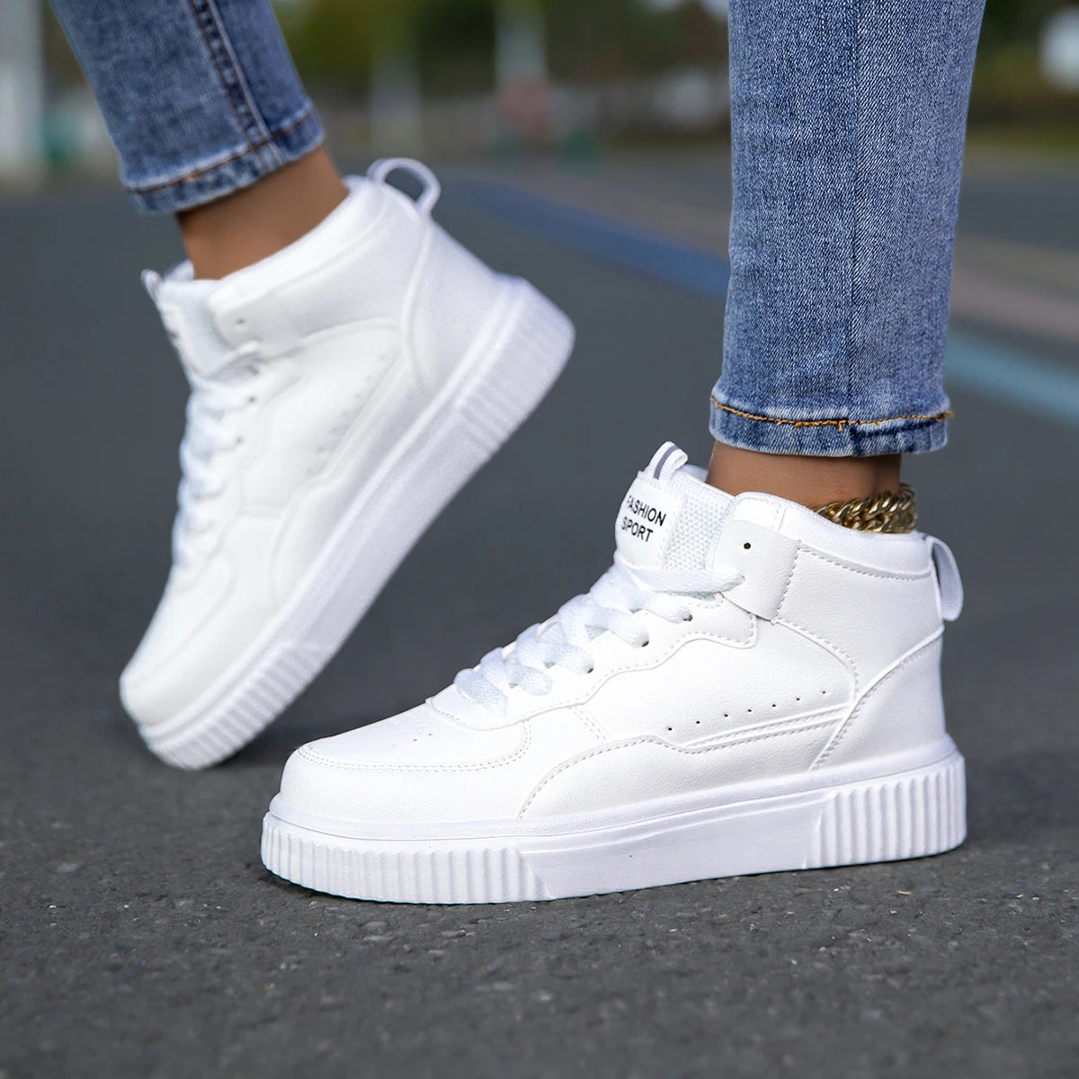New Style Men’s Casual Leather Shoes, Trendy, Breathable, Versatile Sports White Sneakers, Leather Trendy Shoes
