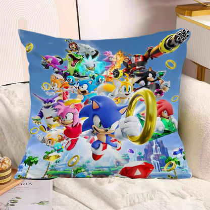 Cartoon Pillow Covers Cartoon Sofa Decorative Home Double-sided Printing Short Plush Cute Cushion S-Sonic The H-Hedgehog Cover