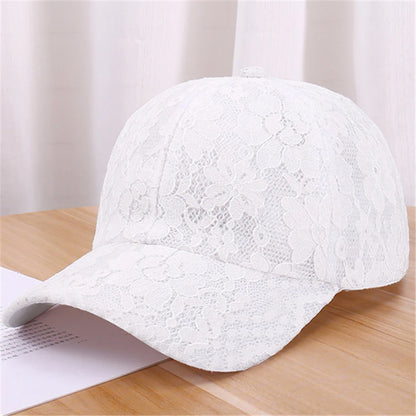 Czapki baseballowe dla kobiet na wiosnę i lato w stylu księżniczki, z koronką, haftem i siateczką w kwiaty, przewiewne czapki damskie typu snapback dla młodych dziewcząt BQ091