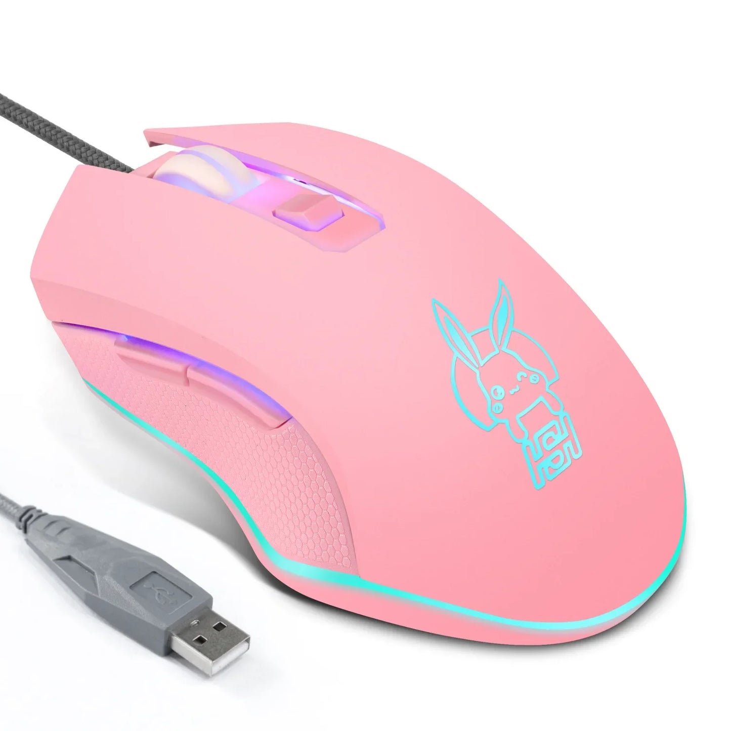 Цветна светеща мишка с USB-C и бутон за заглушаване за лаптоп с Type-C, геймърска мишка