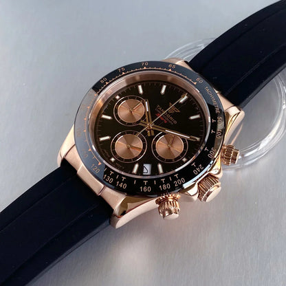 Luxuriöse VK63 Herrenuhr mit Quarzwerk, Business-Chronograph, 39mm, Stahl/Roségold, Datum, leuchtendes Zifferblatt, voll funktionsfähiger Chronograph
