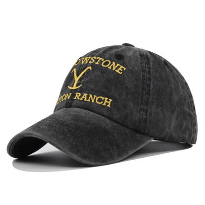 Summer Yellowstone Dutton Ranch Hat Cross Ponytail Baseball Cap Distressed Outdoor Embroidery Sunscreen Hat Solid Color Cap
