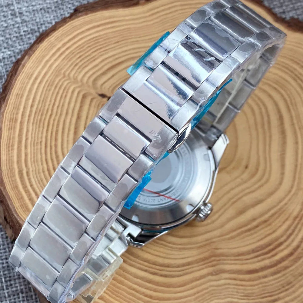 Tandorio NH35A PT5000 Mechanical Men's Watch 20BAR Waterproof Sapphire Luminous Red Black Dial Stainless Steel Bracelet New Clock