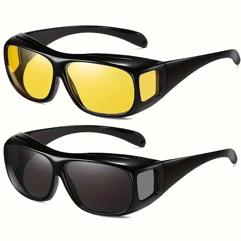 2pcs Night Vision Driving Surround Glasses Sunglasses Outdoor Sports Glasses Cycling Fishing Day and Night Unisex
