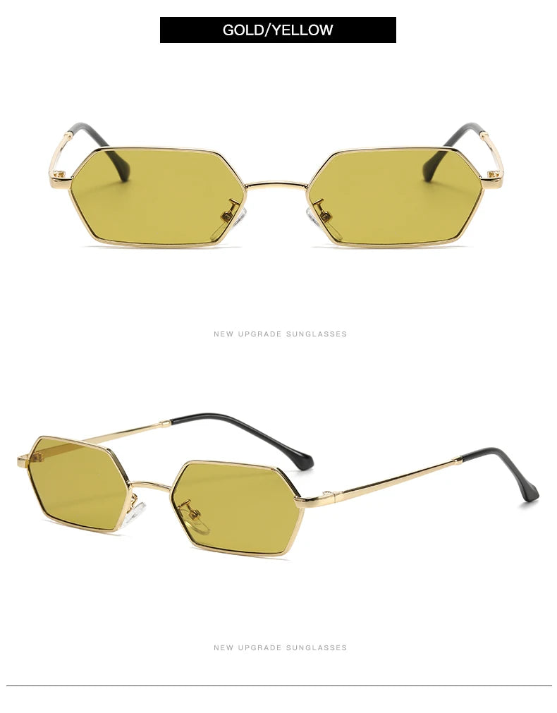 New Personalized Small Frame Polygon Sunglasses Retro Women Square Sun Glasses Fashion Men Street Photography Eyeglasses