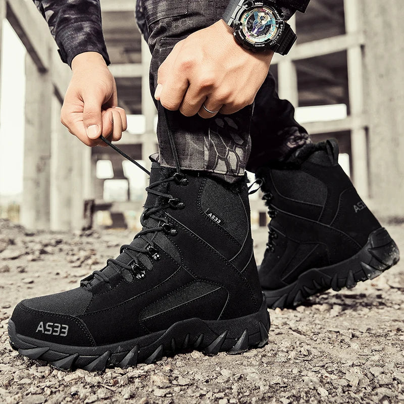 Chaussures de neige antidérapantes pour hommes, bottines montantes à plateforme, confortables et chaudes, bottes d'hiver pour hommes, bottes de couture dans le désert