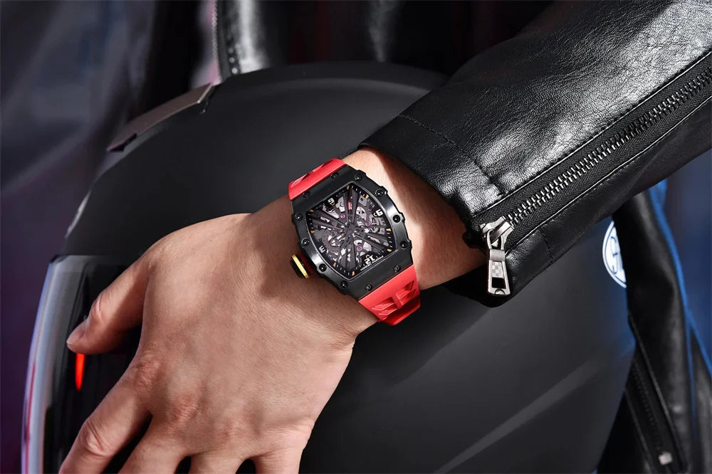 PAGANI DESIGN 42 MM Men's Skeleton Quartz Watch Japan VH65 Sapphire Glass Stainless Steel 50M Waterproof Wristwatches PD1738 New