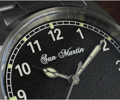 San Martin 37mm Ronda 715 Quartz Watch Men Simple Fashion 10Bar Waterproof Pilot Wristwatch BGW-9 Blue C3 Green Luminous SN0034A