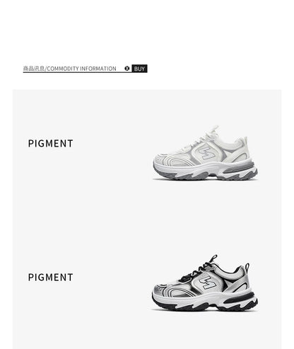 Unisex Trendy Chunky Dad Sneakers Silver Black Retro Couple Breathable Mesh Casual Platform Shoes