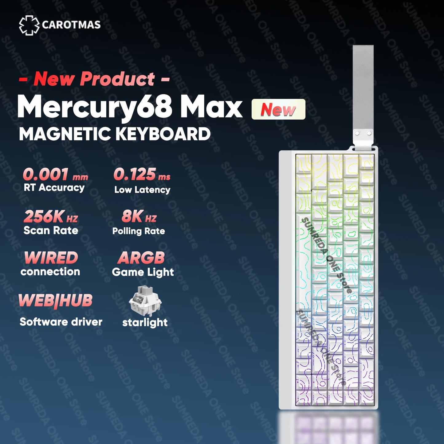 IROK Mercury68 Max Magnetic Mechanical Gaming Keyboard, 68-Key Wired 8K Rapid Trigger Keyboard with Hall Effect Switches, Hot-Swappable RGB Gaming Keyboard