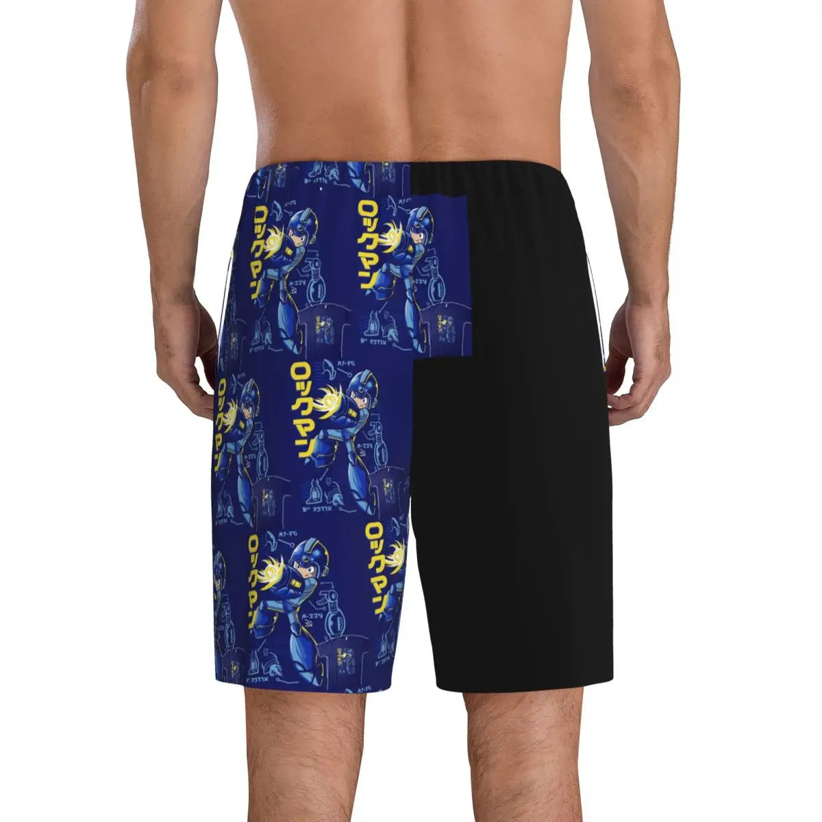 Custom Megaman Video Game Mega Man Short Pajama Pants Men Sleepwear Sleep Lounge Bottom Shorts Sleeping Pants