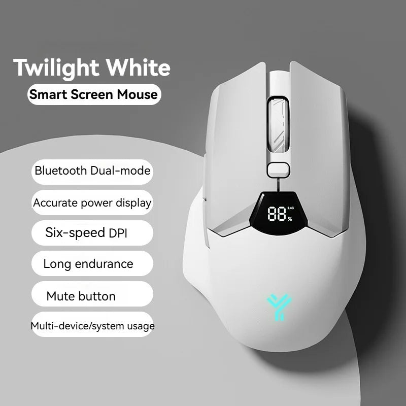 Kabellose Bluetooth-Maus, intelligentes Bildschirm-Display, Dual-Mode-Stummschalttaste, 600mAh Lithium-Akku, Office-Maus für Tablet und Notebook