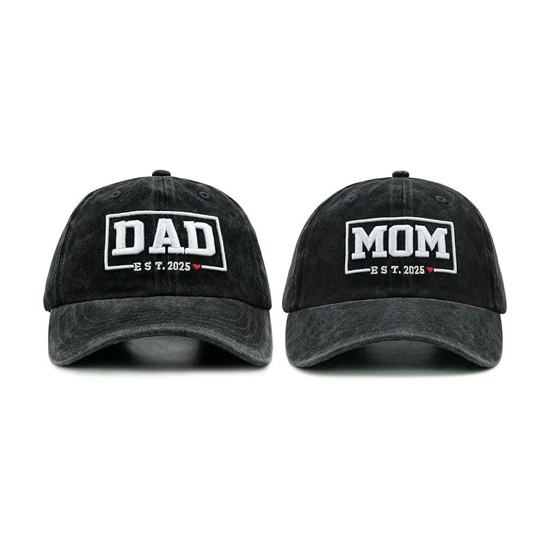 2pcs Retro Washed DAD MOM embroidery Embroidered Baseball Hat for women,Outdoor Sport Adjustable Sunshade breathable driver caps
