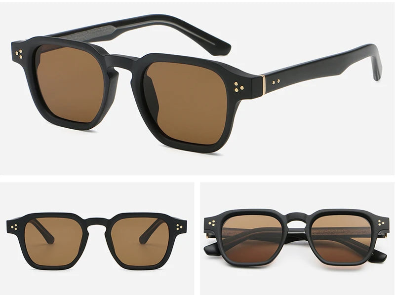Peekaboo irregular sunglasses for women black brown retro style square sun glasses for men uv400 summer accessories 2025