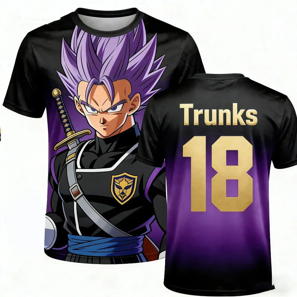2026  New  Men's "Dragon Ball" 3D Printed Anime Style T-shirt Children's Fashion Casual Football  Sports Short-sleeved