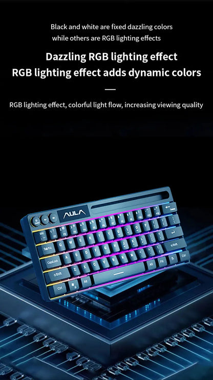 AULA F3061 Mechanical Touch Feel Keyboard 61 Keys Wired Mini Keyboard RGB Backlight Keyboard Desktop  Laptop Game Keyboard