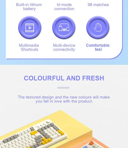 AULA S99 Keyboard 3-Mode Wireless Bluetooth Wired RGB Ergonomic 99-Key Typing Mute Gaming Keyboard Custom PC Accessories Gifts