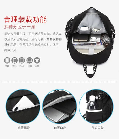 Zaino Fortnites di grande capienza, borsa a tracolla casual con porta USB, unisex, in stile anime, zaino scolastico per studenti, nuovo e alla moda, regalo di cancelleria