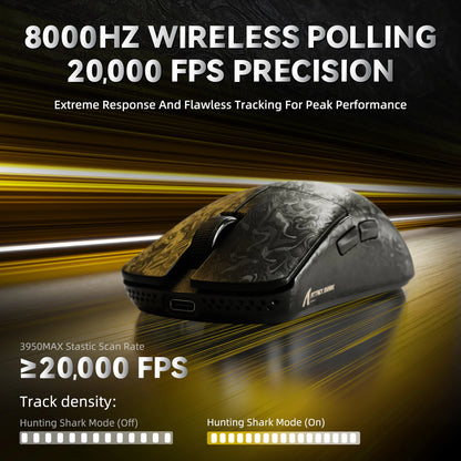 Ratón gaming inalámbrico ATTACK SHARK R11 ULTRA de fibra de carbono, 8000Hz, PAW3950MAX, 42000DPI, ultraligero de 49g, 20000FPS, Nordic 52840