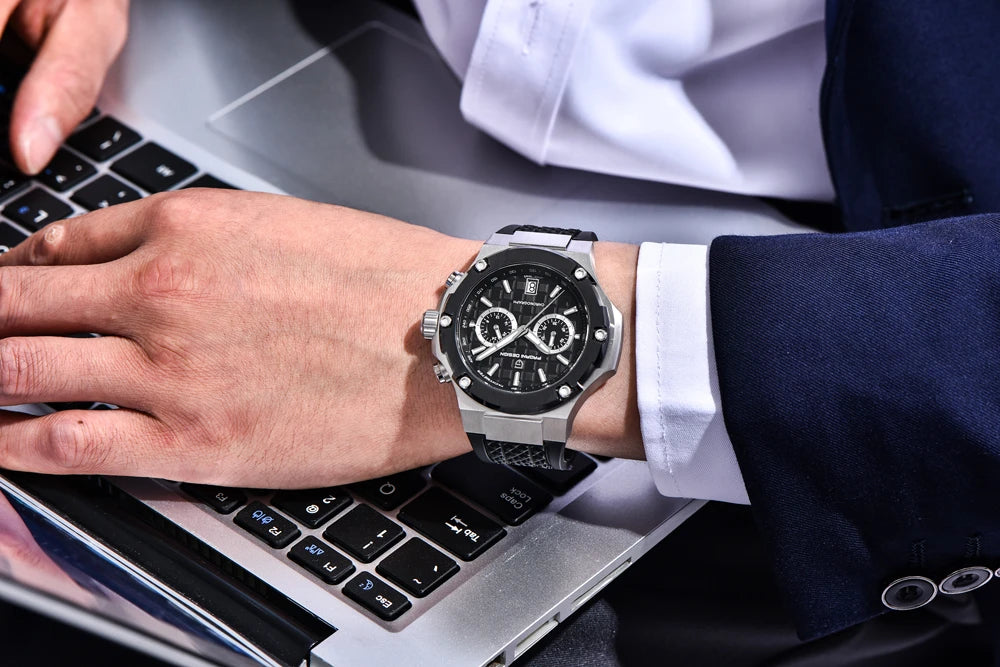Relógios de quartzo para homem PAGANI DESIGN – Cronógrafo desportivo de luxo, estanque, com ponteiros luminescentes e vidro de safira com tratamento antirreflexo