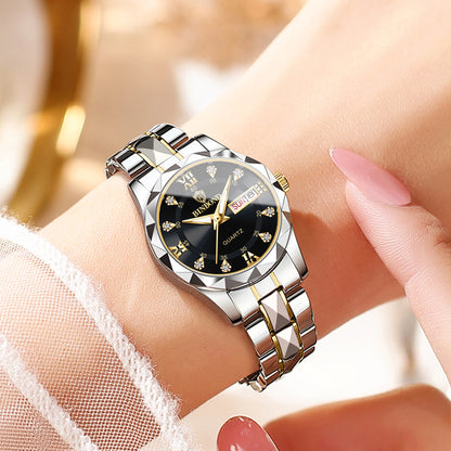 BINBOND ladies’ watch: a robust, luxurious, luminescent and water-resistant quartz watch, featuring an accurate date and day-of-the-week display.