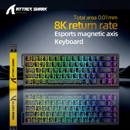ATTACK SHARK X68HE X68Pro He Magnetische mechanische Tastatur für Pro-Gaming 0.01mm Rapid Trigger 8000Hz SOCD/Rs 0.125ms 128K Rate