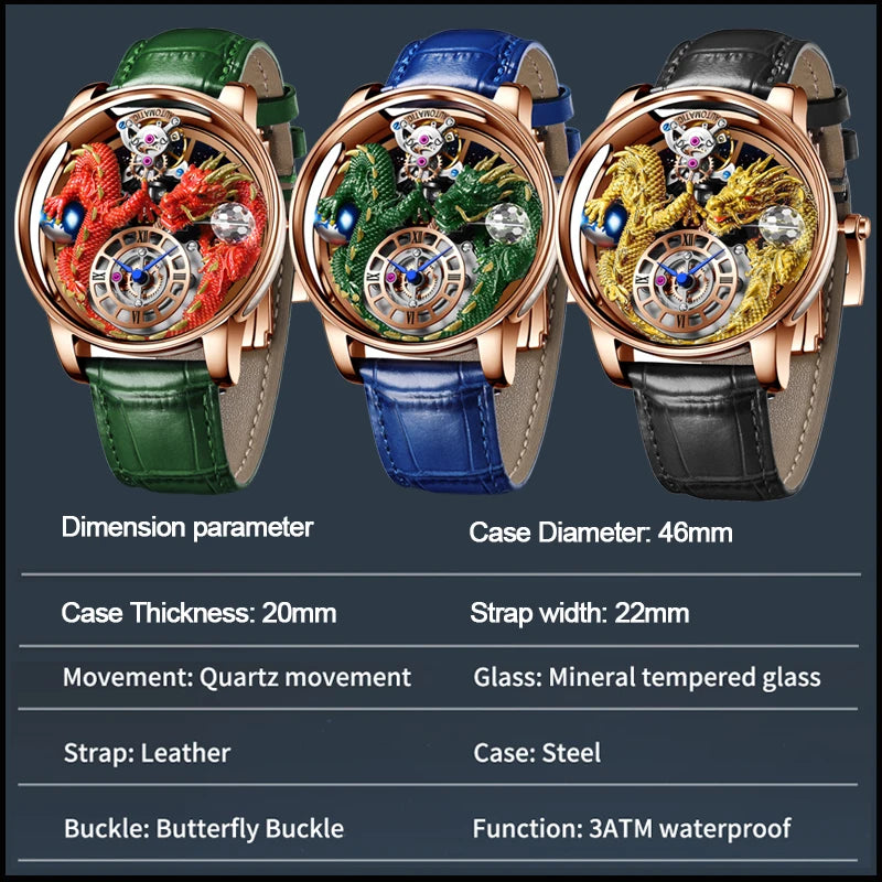 Relógio masculino PINDU Design 2025 NOVO Diamond Tourbillion, relógio de luxo Astronomia de marca premium, quartzo, vidro de safira, impermeável