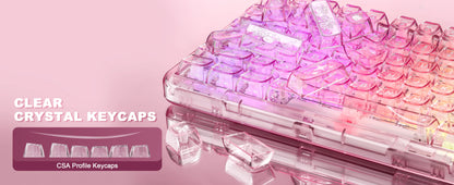 YUNZII X98 Pink QMK/VIA Wireless Transparent RGB Keyboard, Hot-Swap Gasket Mechanical Gaming Keyboard, Pre-lubed Knob Keyboard