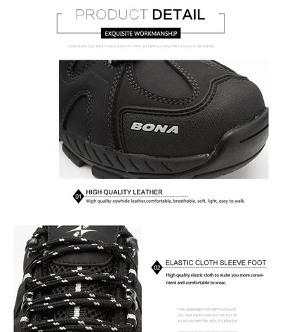BONA New Arrival Classic Style Men Hiking Shoes Lace Up Men Sport Shoes Outdoor Jogging Trekking Sneakers