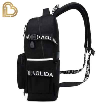 Red Jade F-Fortnited Battle Royale Backpack with USB Charging Anime Figures Study Stationery Compartment for Students Mochila
