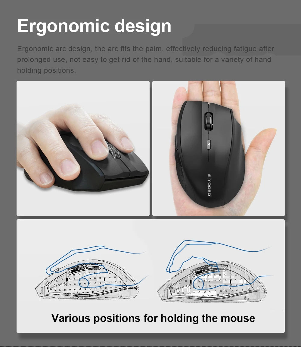 E-YOOSO E-1010 USB 2.4G Wireless Gaming office Mouse 2400 DPI optical Game Mice ergonomic for laptop PC computer