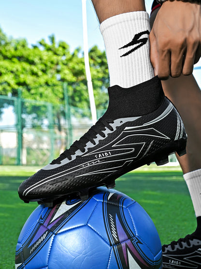 Classic Style AG FG Football Shoes PU Fabric Ventilated Upper TPU Wearproof Outsole Unisex Kids Outdoor Football Shoes