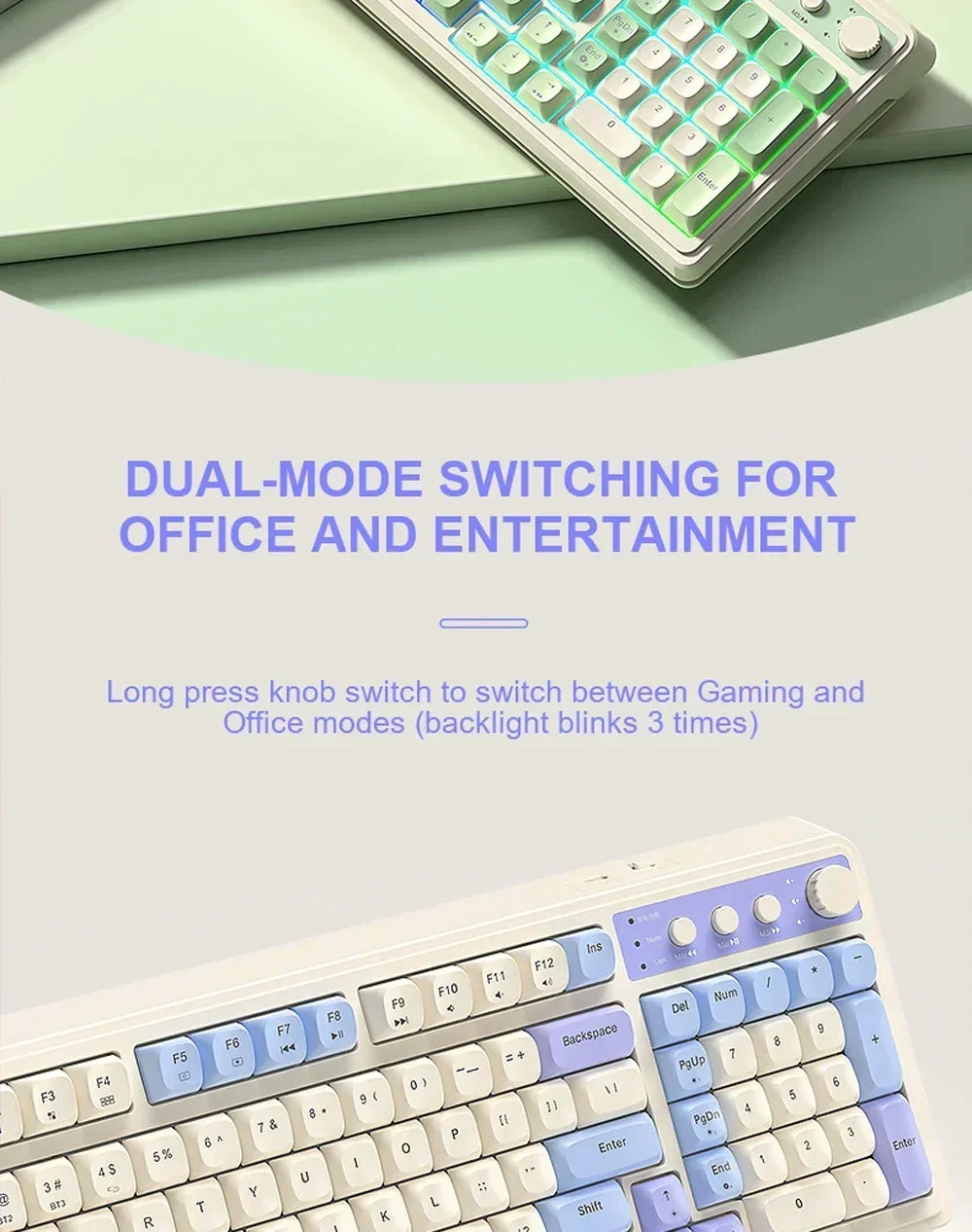 AULA S99 Keyboard 3-Mode Wireless Bluetooth Wired RGB Ergonomic 99-Key Typing Mute Gaming Keyboard Custom PC Accessories Gifts