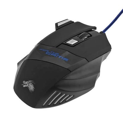 Mouse da gaming cablato con retroilluminazione a 7 colori, 5500 DPI regolabili, mouse ottico cablato nero per PC gaming e computer desktop
