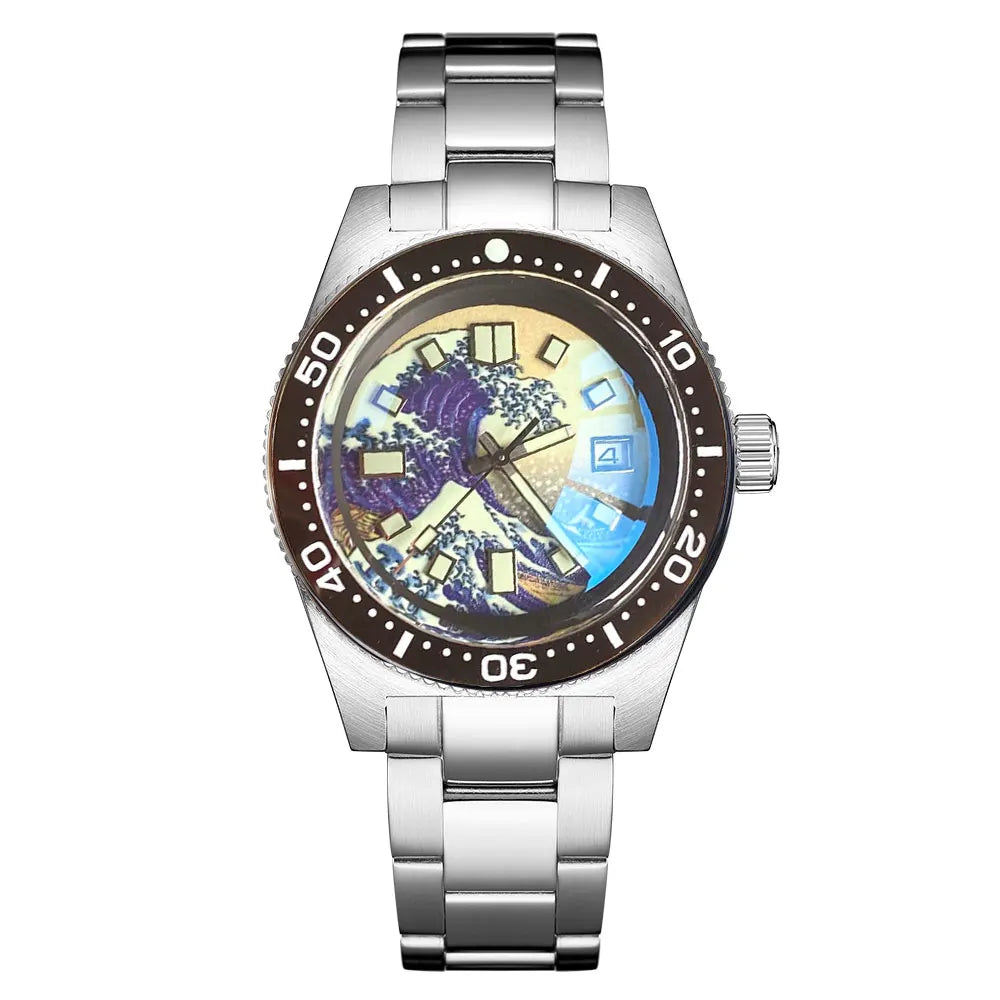Tandorio 41mm 62MAS Black Gray Dial NH35A Automatic 300M Diving Men's Watch Ceramic Bezel Green Lume Bow Sapphire Glass